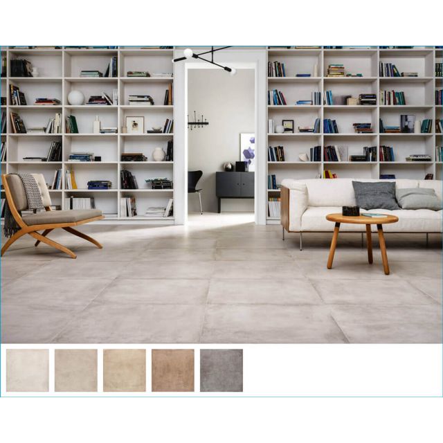 Wohnzimmer in Beton und Terracotta Optik Cotton 75x75