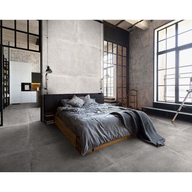 Camera da letto effetto pietra Durstone Grey 120x120
