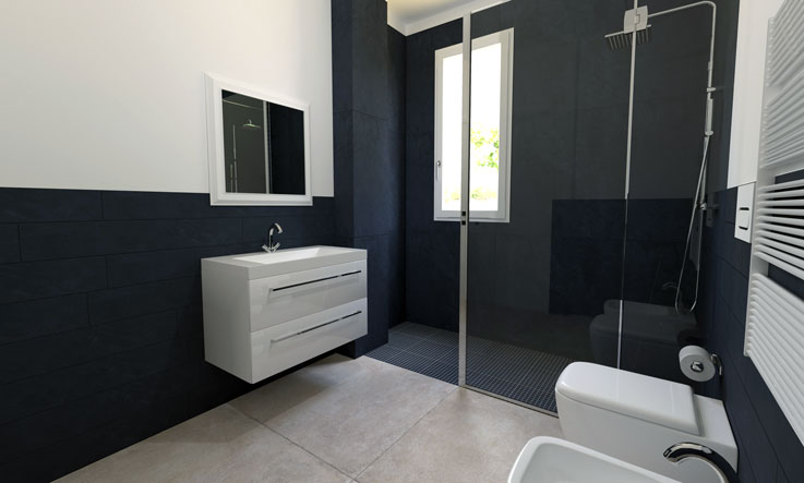 Modern blue bathroom