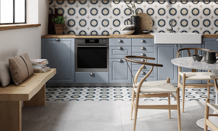 kitchen covering cement tiles